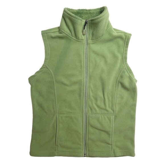 BAXTER & WELLS Fleece Vest Women's Size 8 Sage Green Full zip Collar Pockets EUC - Picture 1 of 11